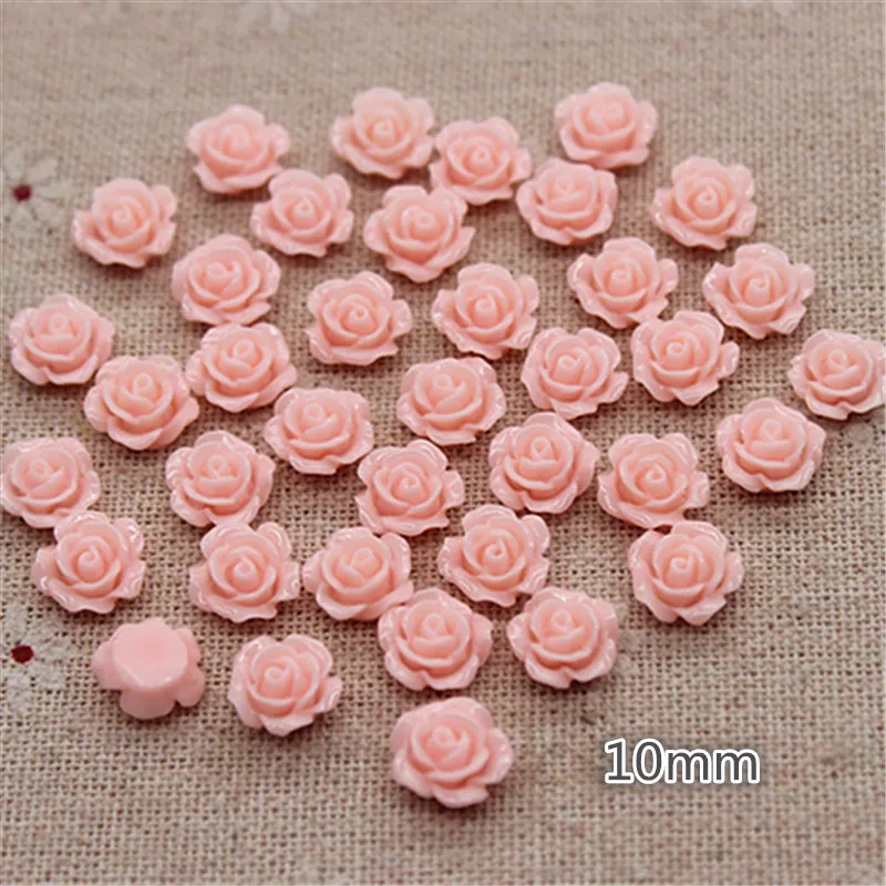 100PCS 10mm Mix Colors Cute Resin Rose Flowers Flatback Cabochon DIY Jewelry/Craft Decoration