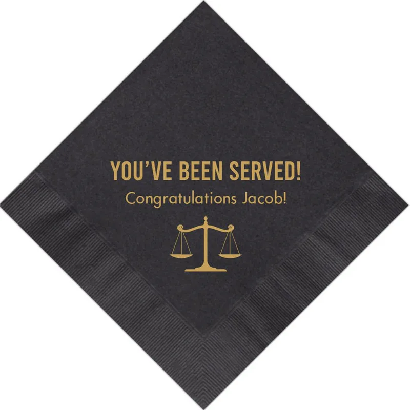 

Personalized Napkins Law Lawyer School Graduation You've Been Served Printed Beverage Cocktail Luncheon Dinner Guest Towel Logo