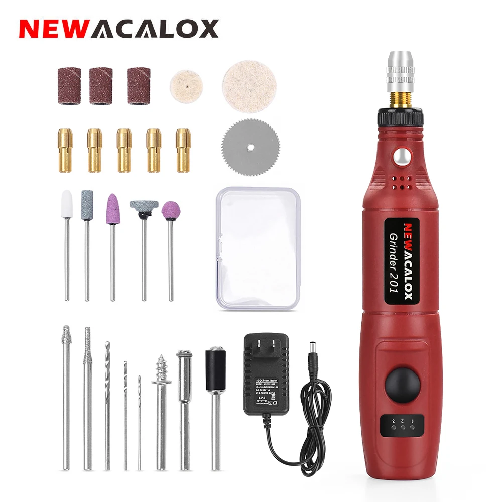 NEWACALOX – Mini stylo à graver électrique 12V EU/US, broyeur, Machine à vitesse Variable, Kit d\'outils rotatifs pour le polissage et la découpe