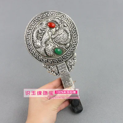 

Exquisite Retro Bronze Dragon Phoenix Mirror Small Ornament