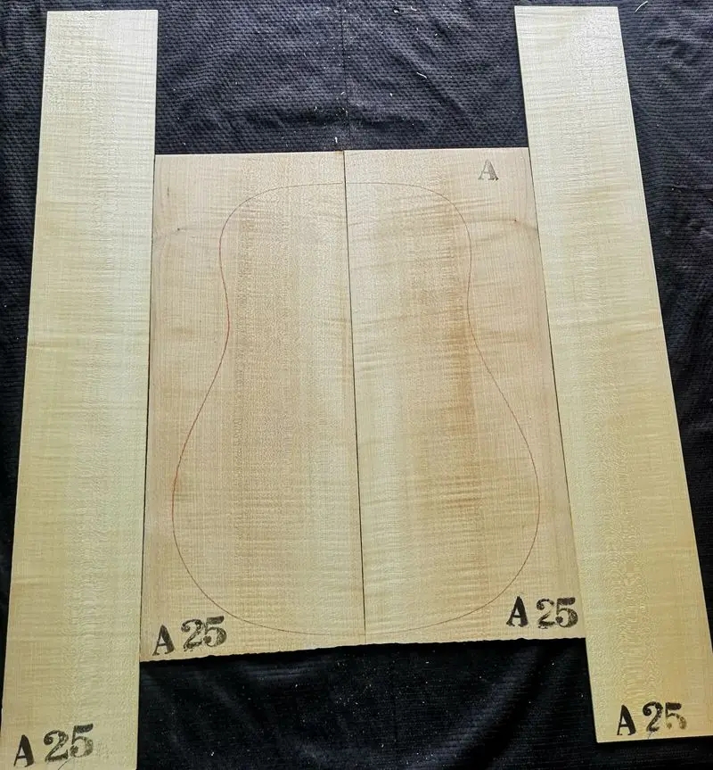 41 A-grade German tiger pattern maple back and side veneer 41-inch folk classical guitar material guitar making material