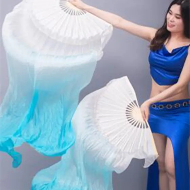 Hot Sell Cheap Kids Women Belly Dancing Fan Veils 1 Pair Gradient Color Dancer Practice Long Fan Props 120cm/150cm/180cm