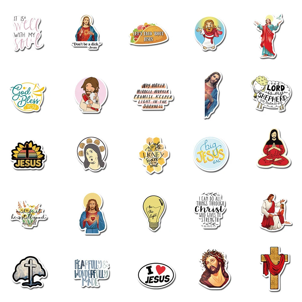 10/30/50pcs Christians Jesus Religious Graffiti Stickers DIY Waterproof Skateboard Car Laptop Graffiti Luggage Sticker Kids Toy