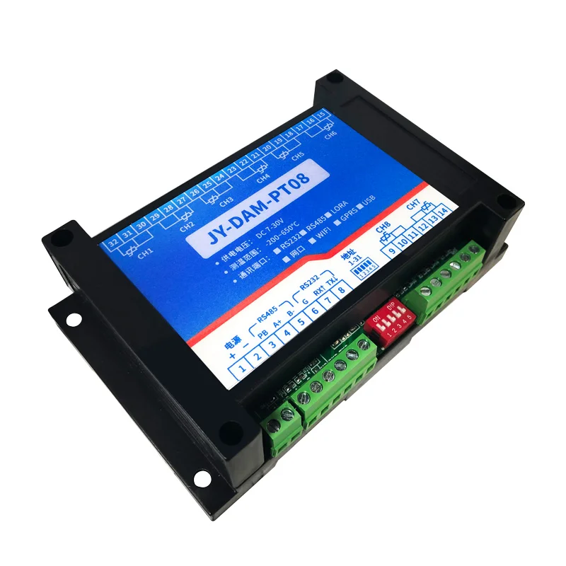 DAMPT-08 High-precision 8-channel PT100 temperature acquisition module, network port WiFi RS232 + 485 double string