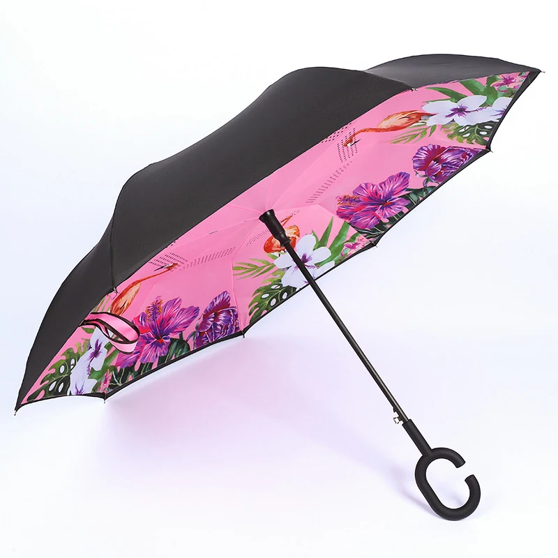 Colorful Automatic Reverse Folding Umbrella Man Women Sun Rain Car Inverted Umbrellas Double Layer Anti UV Self Stand Parapluie