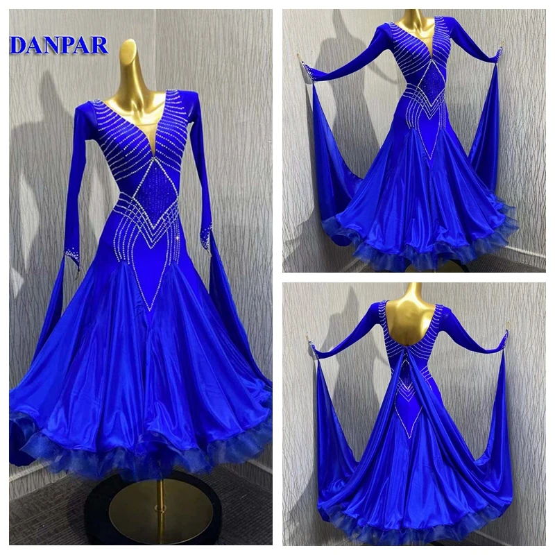 Standard Dance Dress Royal blue ballroom dance dress for Competition modern dance Costume GOODANPAR