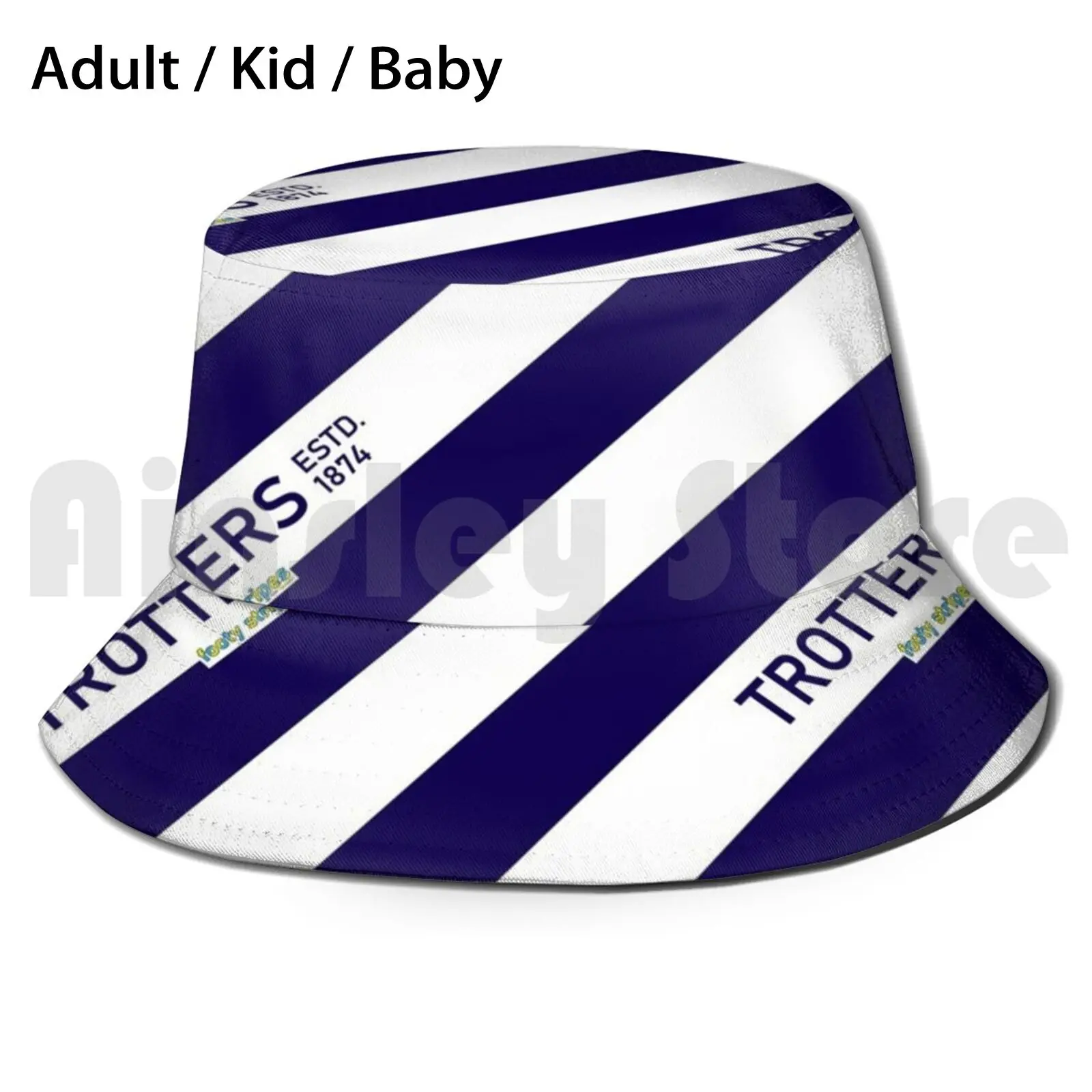 Bwfc - Trotters Footy Stripes Sun Hat Foldable UV Protection Bolton Wanderers Trotters Whites Football