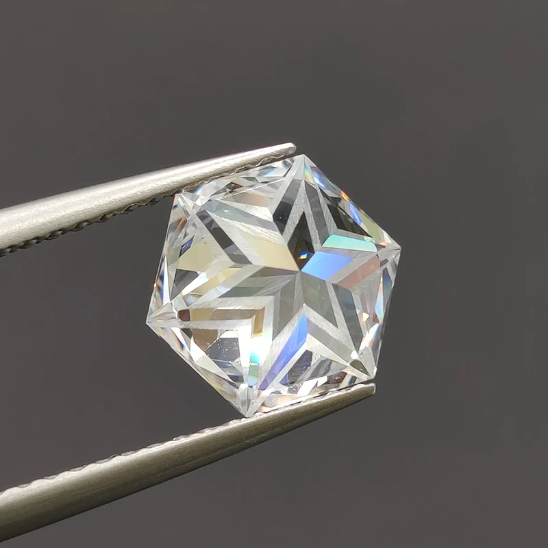 Letmexc Hexagram Cut White Cubic Zirconia Loose Stone High Carbon CZ Gemstone 3