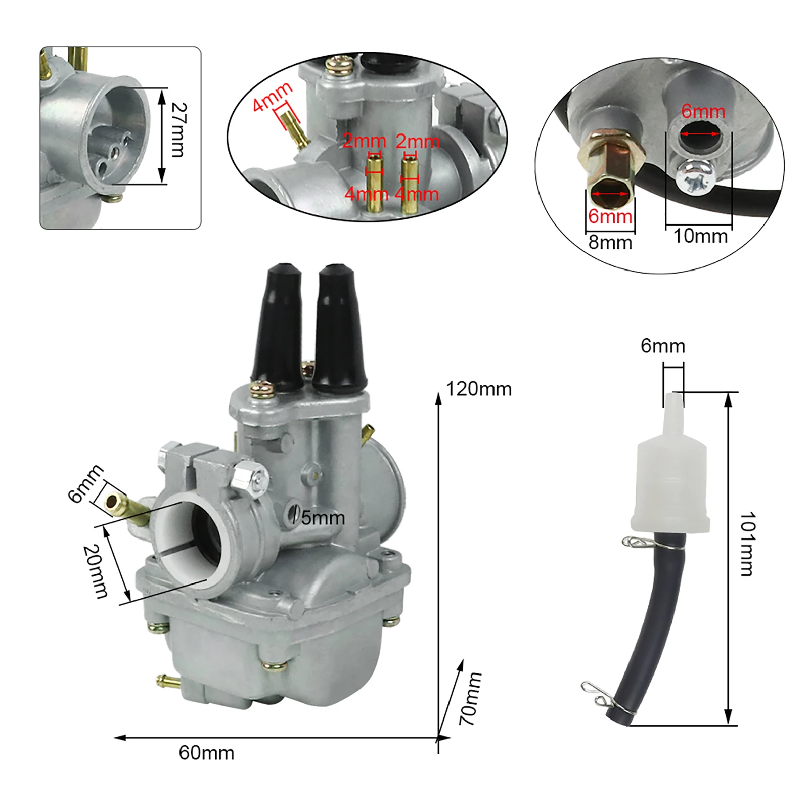 20MM Motorcycle Carburetor For YAMAHA PW80 PW 80 PY80 PY 80 Y-Zinger PEEWEE Pit Dirt Bike 21W-14101-00-00  21W-14101-01-00