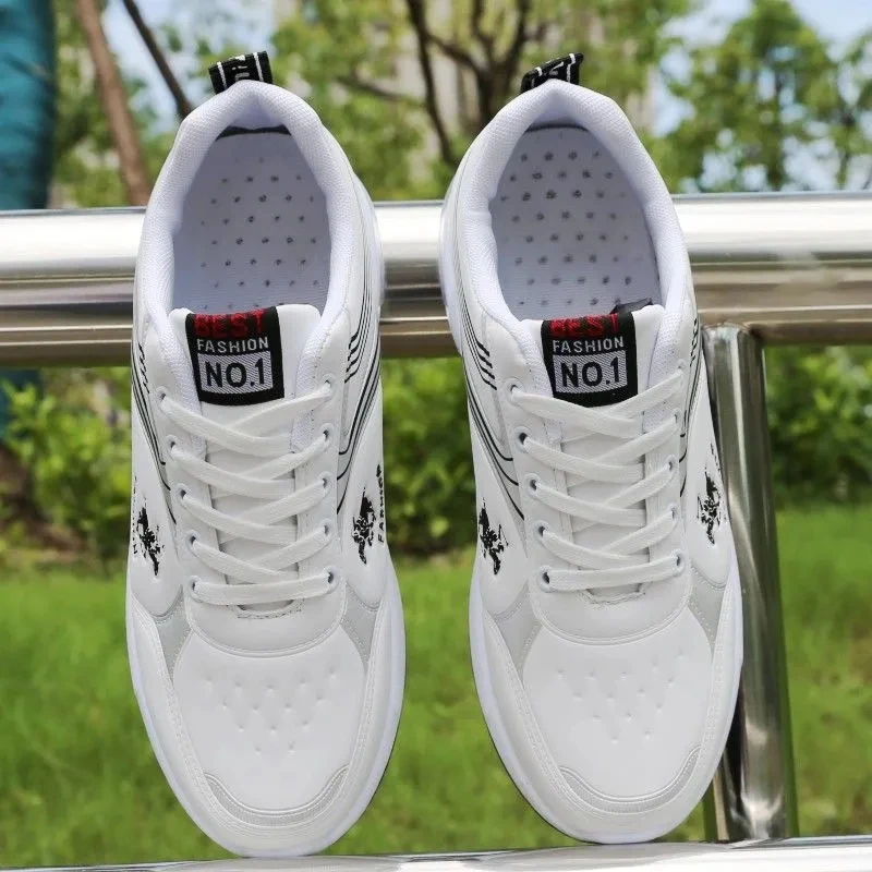 Zapatillas de deporte informales de cuero negro para hombre, zapatos de cuña, entrenadores Superstar, zapatillas escolares para niño, calzado de