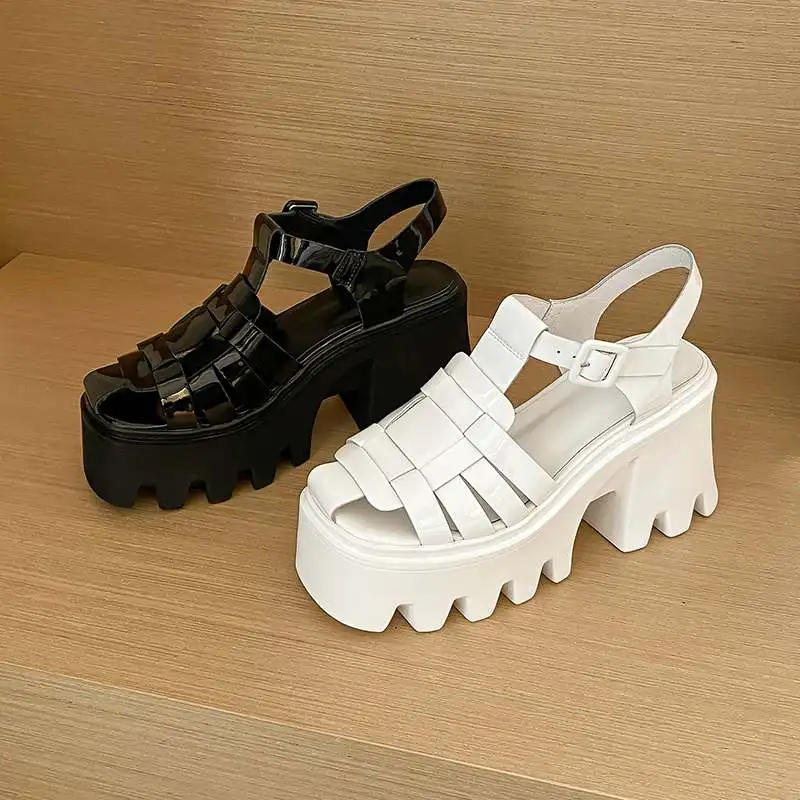 Krazing Pot Wholesale Genuine Leather Buckle Strap Summer Shoes Fashion Superstar Platform Luxury Brand Elegant Women Sandals