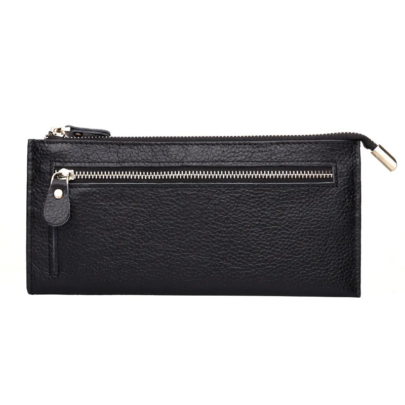 Wallet For Women Genuine Leather Long Design Zipper Coin Purses Female Clutch Multi-Colors Money Credit Card Holder