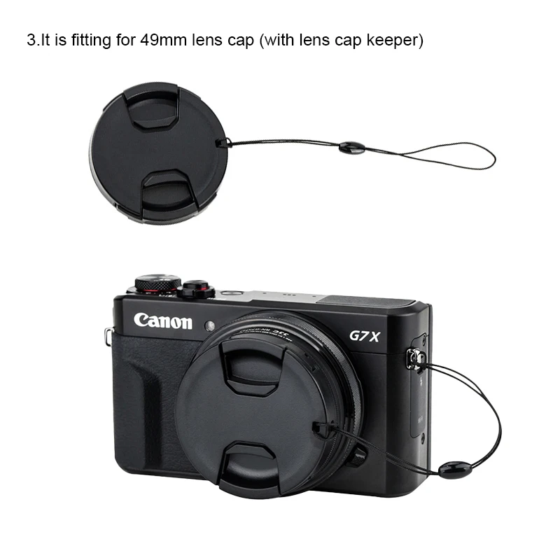 2 in 1 RN-G7XM2 Filter Adapter 49mm Lens Cap for Canon Powershot G5X,G7X,G7X Mark II