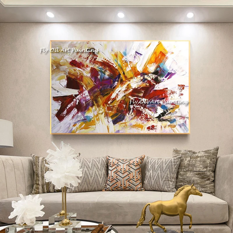 

Large Size Abstract Wall Art Colorful Hand Oil Paintings on Canvas Wall Posters Cuadro Picture for Living Room Decoration Gift