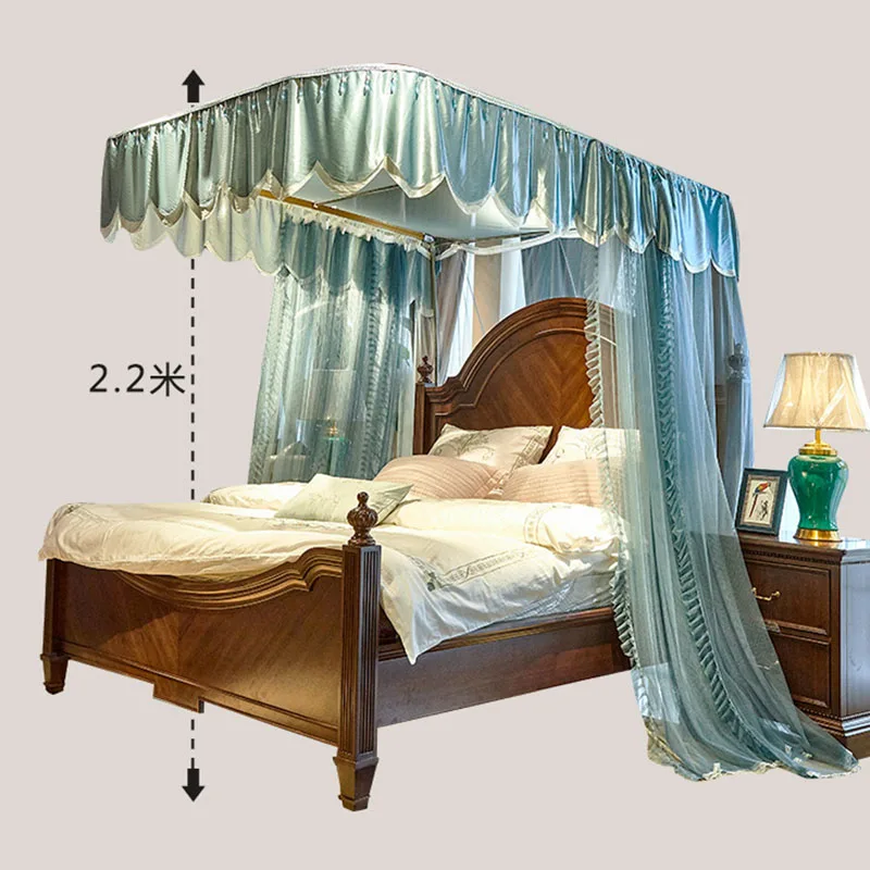 Summer New U-shaped Rail Mosquito Nets Household 1.8m Bed Thickened Princess Installation Free Curtains Encryption Nets