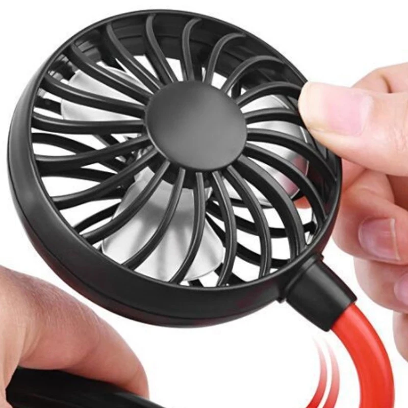 USB cold fan hands free neck portable fan an hanging rechargeable mini sports fan 3-speed adjustable neck dual fan Home Office