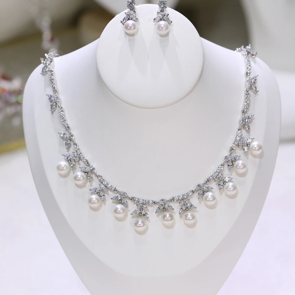 

High quality 3A zircon jewelry set, female wedding engagement necklace wedding jewelry X-0006