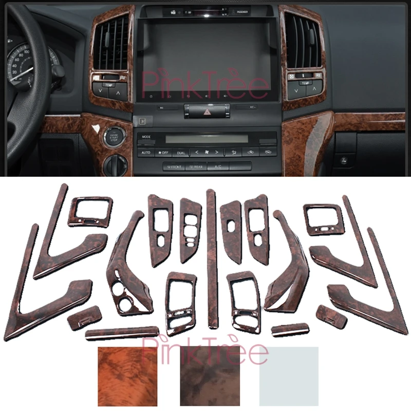 

For Toyota Land Cuiser 200 2008-2015 Dark Wooden Color Interior Door Holder Handle Cover Moulding Trim Car-Styling Accessory