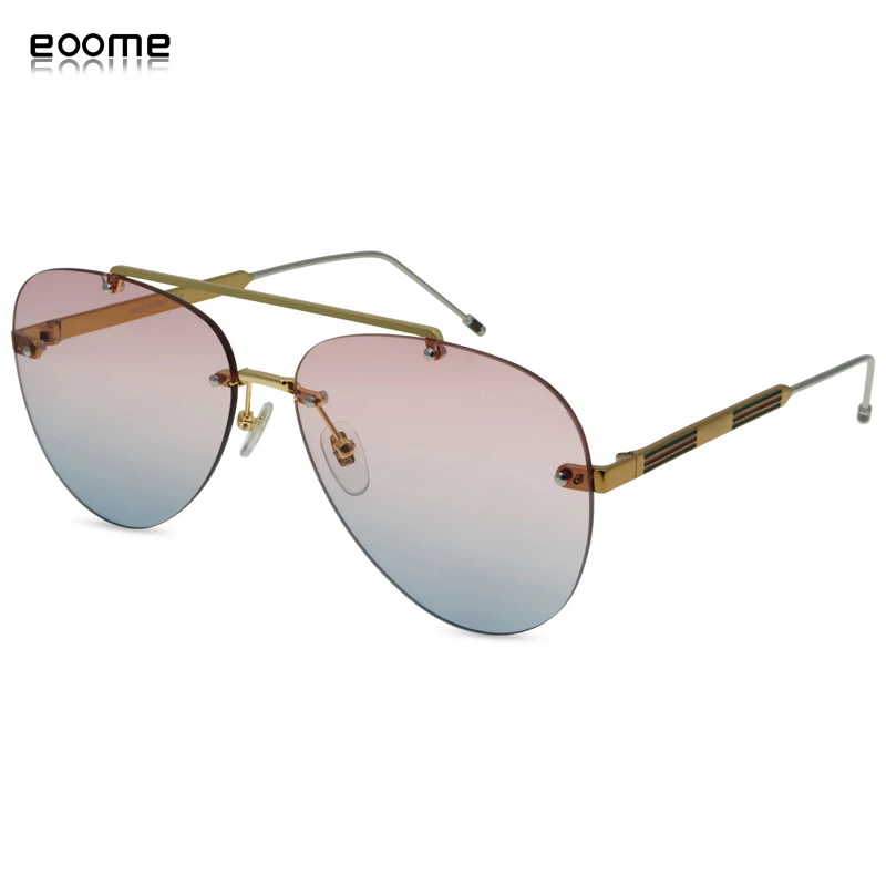 eoome's original design Lady New 2020 Metal Sunglasses Pilot Rimless Shape High Quality UV 400 With Case24 hours Delivery