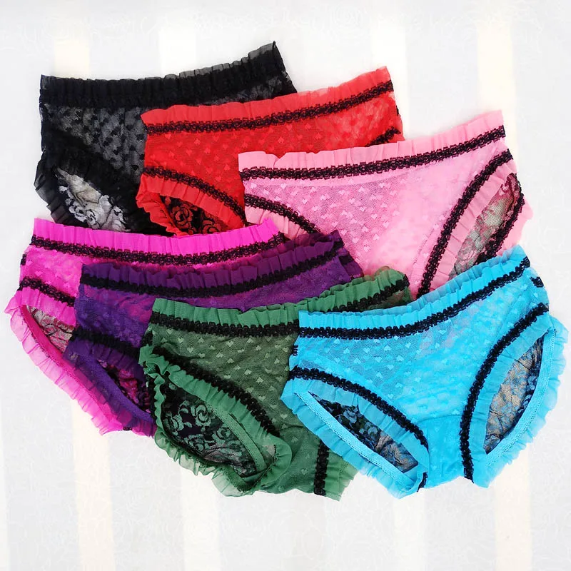 Dot Mesh See Through Softy Gay Sissy Panties Sexy Lingerie Underwear Low Rise Breathable Men Underpants