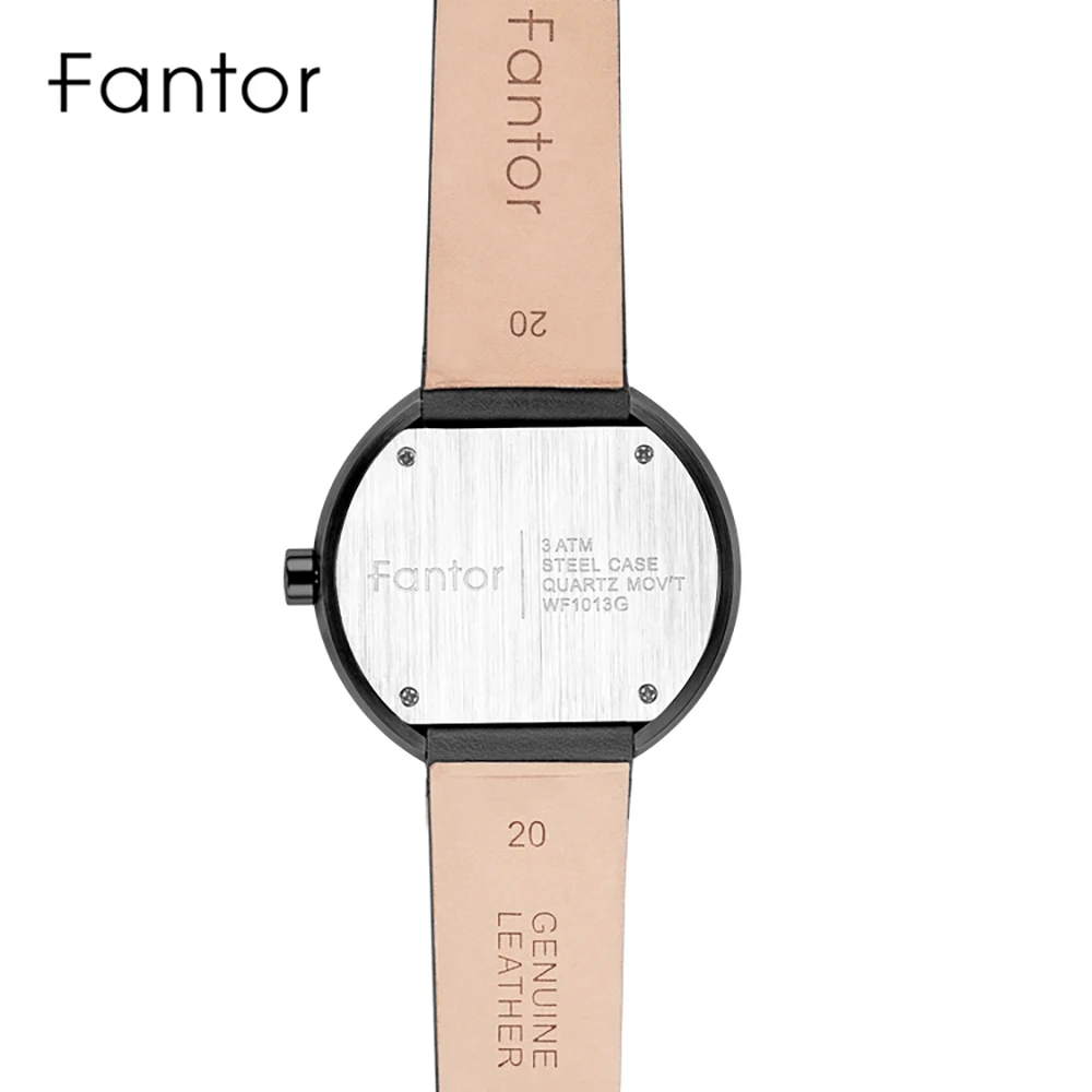 Imagem -02 - Black Whatch Fantor Marca Simples Minimalista Homens Relógio Slim Fino Couro Strap Relógio de Pulso Moda Casual Relógios de Quartzo