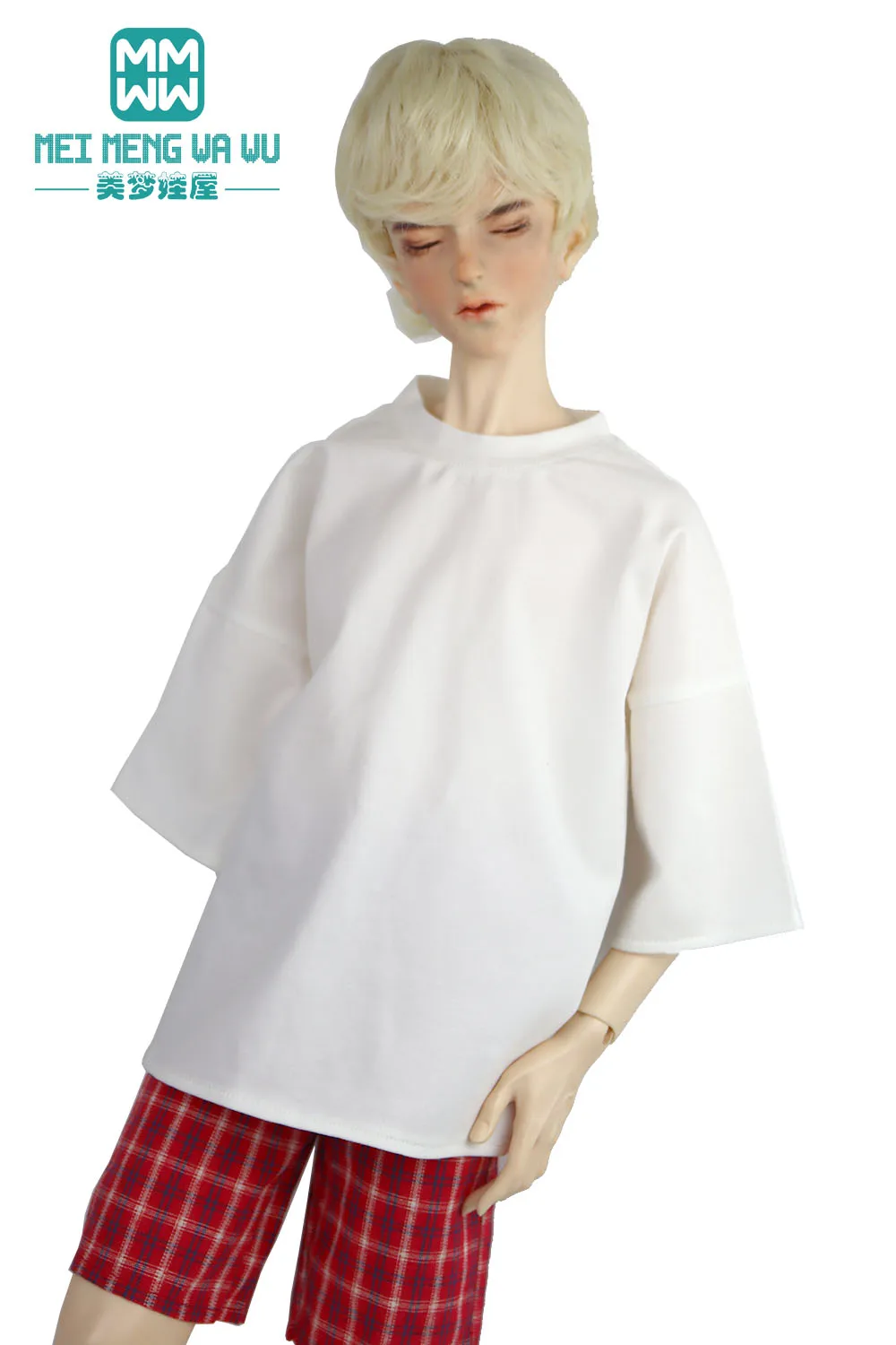 BJD doll clothes fits 65cm-75cm BJD uncle 1/3 BJD Spherical joint doll Fashion loose T-shirt, plaid shorts