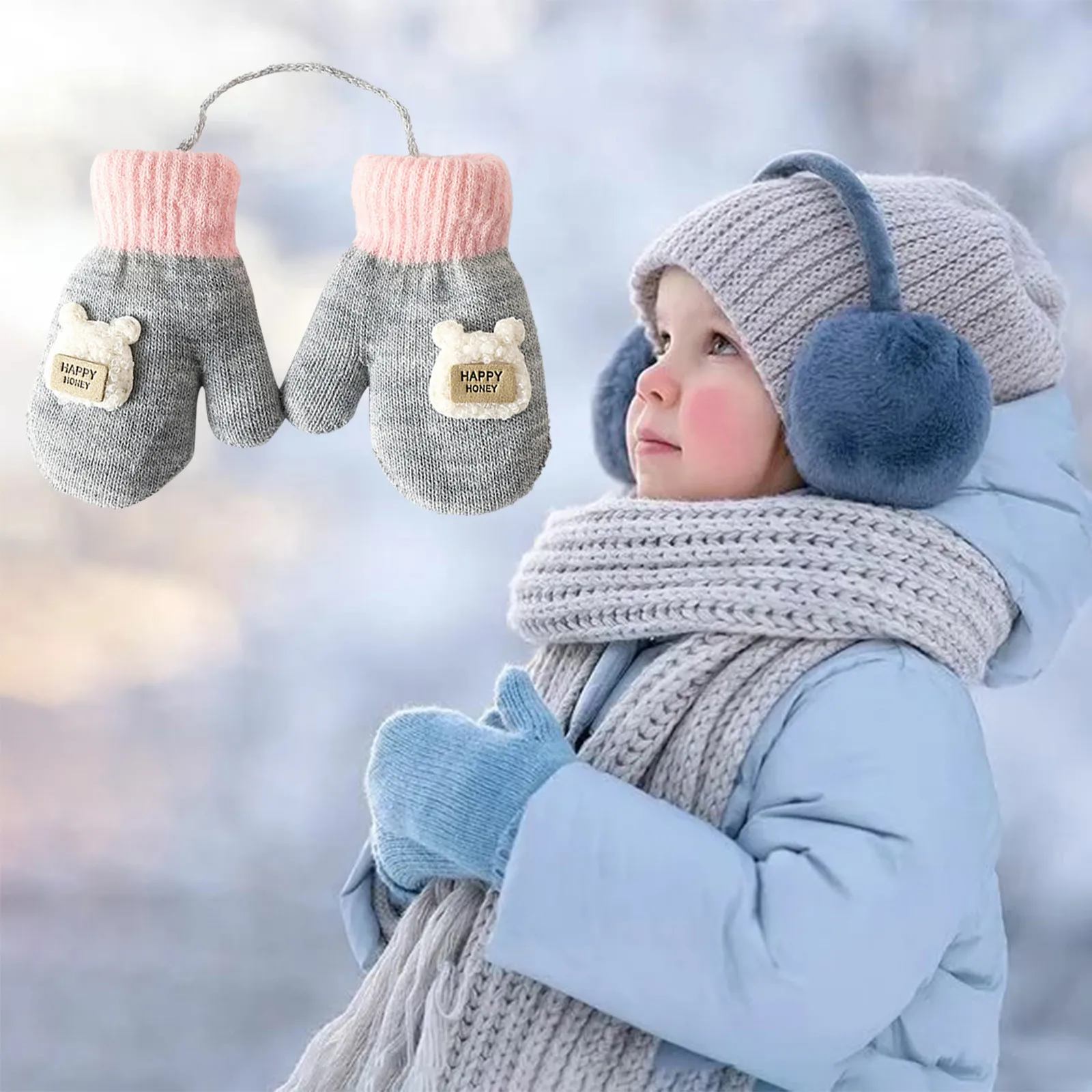 Mittens For Baby Snow Warm Gloves For Kids Girls Boys Infant Winter Snow Ski Gloves Kintted Warm Gloves варежки женские зимние