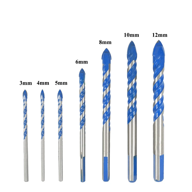 LAVIE 3mm to 12mm Multifunctional Glass Drill Bit Twist Spade Drill Triangle Bits For Ceramic Tile Concrete Glass Marble DB02055