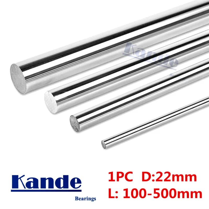 Kande Bearings 1pc d:22mm 230mm 3D printer rod shaft 22mm linear shaft 100mm chrome plated rod shaft CNC parts 100-550mm