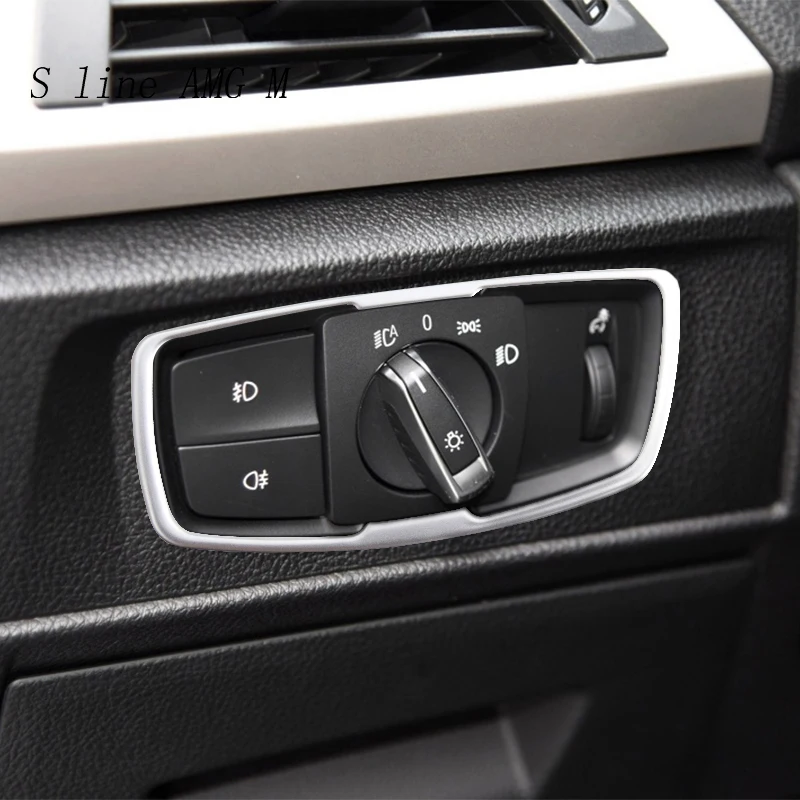 Car styling Carbon fiber Headlight Switch Buttons frame covers Stickers Trim For BMW 1 series F20 F21 interior Auto accessories view 5