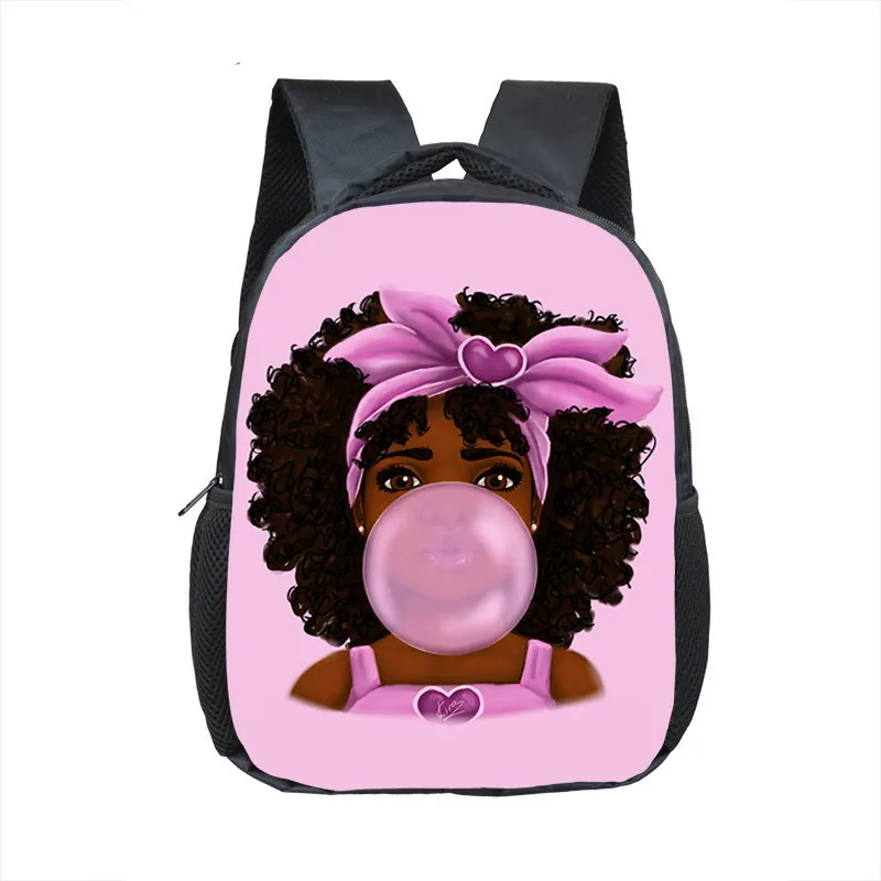 12 Polegada Crianças Mochila Menina Afro Marrom Beleza Meninas Sacos de Escola Do Jardim de Infância Mochilas Crianças Mochila Da Criança Do Bebê