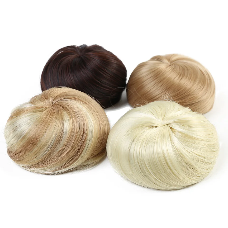 Allaosify Rambut Bun Sintetis Chignon Donat Rol Rambut Potongan 10 Warna Tersedia Suhu Tinggi Serat Rambut Bun Penutup untuk Wanita