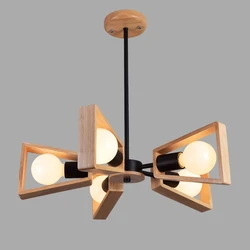 3/5/6/8 Lights E27 Windmill Wooden Chandelier Lighting For Living Room Bedroom Kitchen Island LED Loft Industrial Art Home Decor