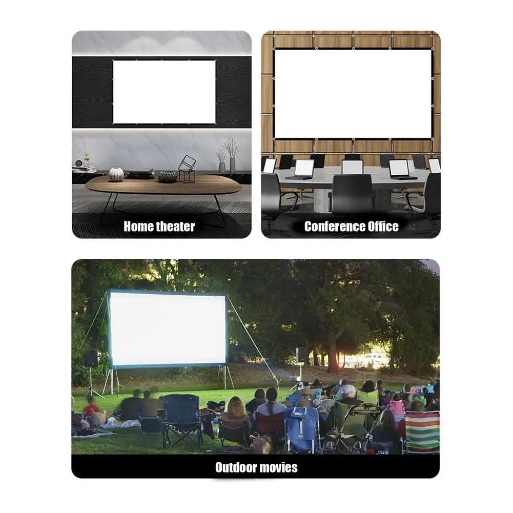 100 Inch 16:9 HD 1080P Projector Screen Fabric Foldable Projection Cloth Home Indoor For Office Home Theater Projection Screen