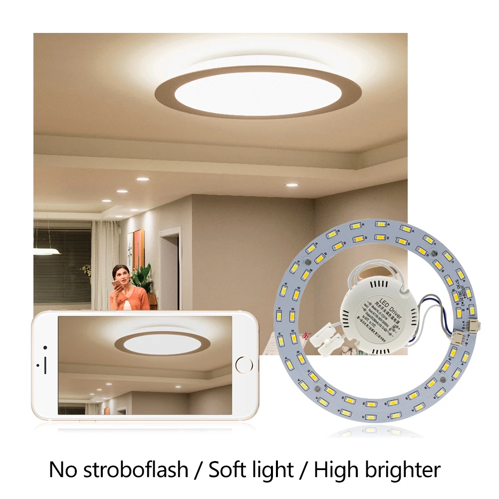 LED Ring Panel Tube 15W 18W 24W 36W Double Color High Brightness Round Replace Tubes Convenient Installation for Ceiling Lights