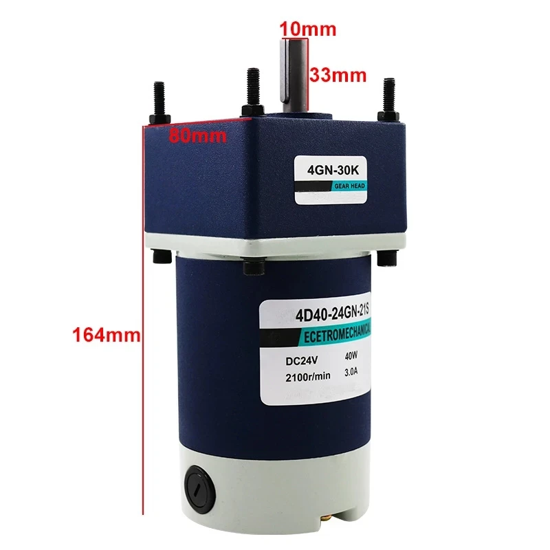 

40W DC Gear Motor Torque Max 80KG Electric 12V 24V Slow Speed 10rpm-600rpm Adjustable Reducer Reversed Forward Gearbox Moter