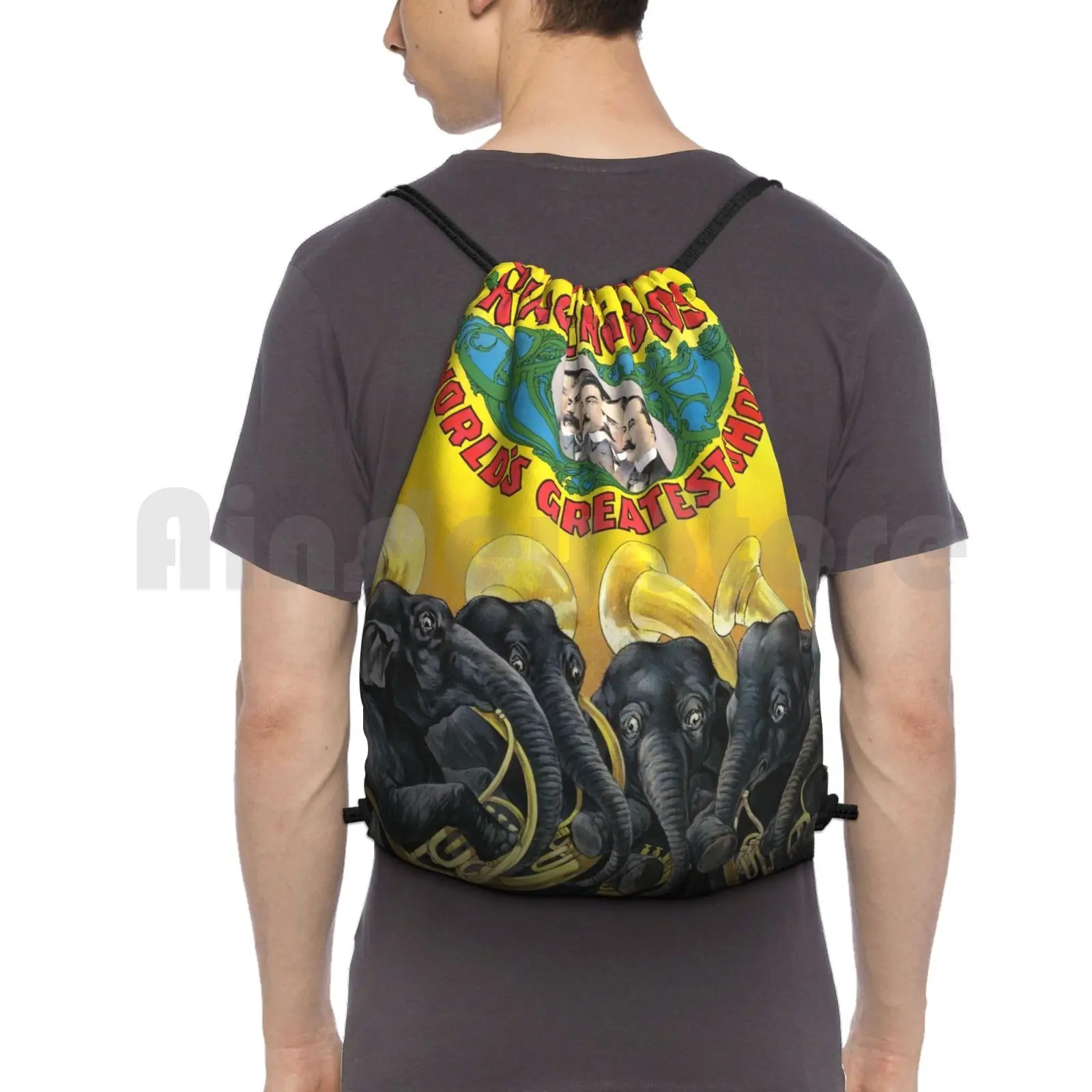 

Ringling Brothers Usa 1899 Vintage Poster Restored Backpack Drawstring Bags Gym Bag Waterproof Ringling Bros Brothers