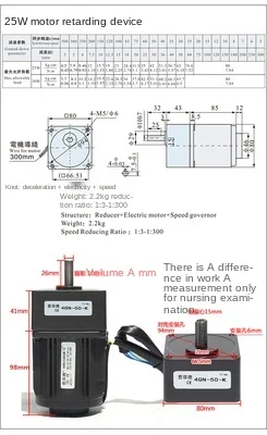 25W 220V Adjustable Speed Motor AC Gear/Geared Motor Reversible Motor 4RK25RGN-C