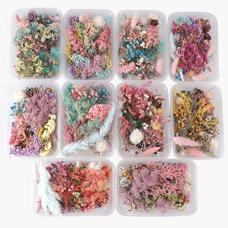 1 Box Random Mix Style Dried Flowers Decoration Natural Floral Sticker Dry Beauty Nail Art Decals Epoxy Mold DIY Filling Jewelry