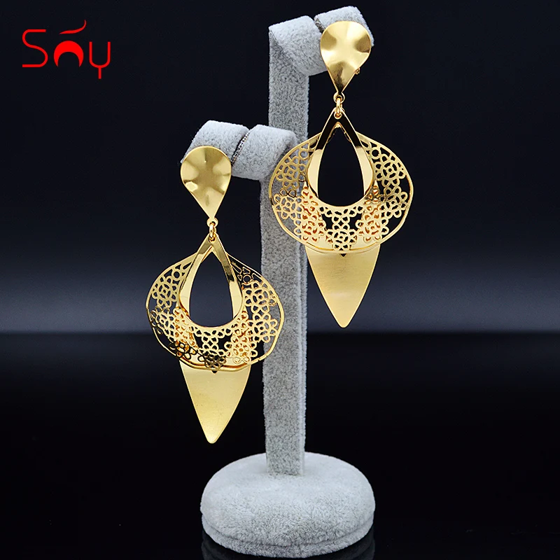 Sunny Jewelry Ethnic Water Drop Jewelry Earrings Long Drop Dangle Earrings For Women Girls For Party Wedding Jewelry Findings