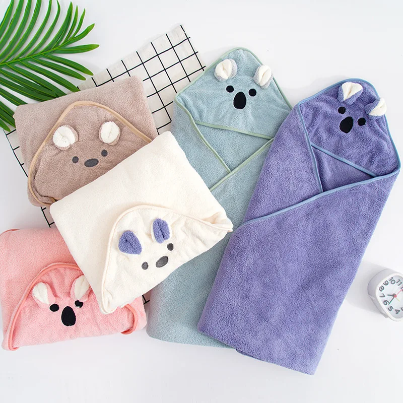 Baby Poncho Hooded Bath Towel Velvet 90*90cm Fleece Hooded Towels Blanket Newborn Baby Hooded Towel Infant Kids Towel