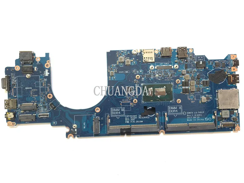 Used For DELL Latitude 5490 Laptop motherboard CN-0D3TCJ I5-8250U   LA-F401P With SR3L8 I7-8650U CPU 100%