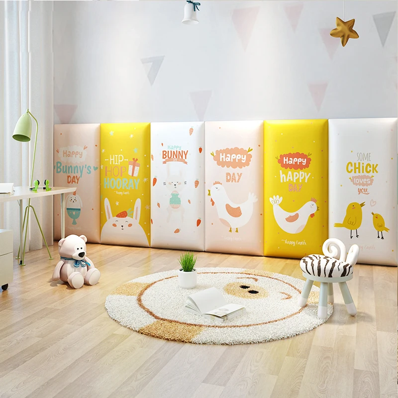 Cartoon Animal Bed Headboards Anti-Collision Tatami Kids Bedroom Decor 3d Sticker Bedhead Cabecero Headrests Board Head Bed