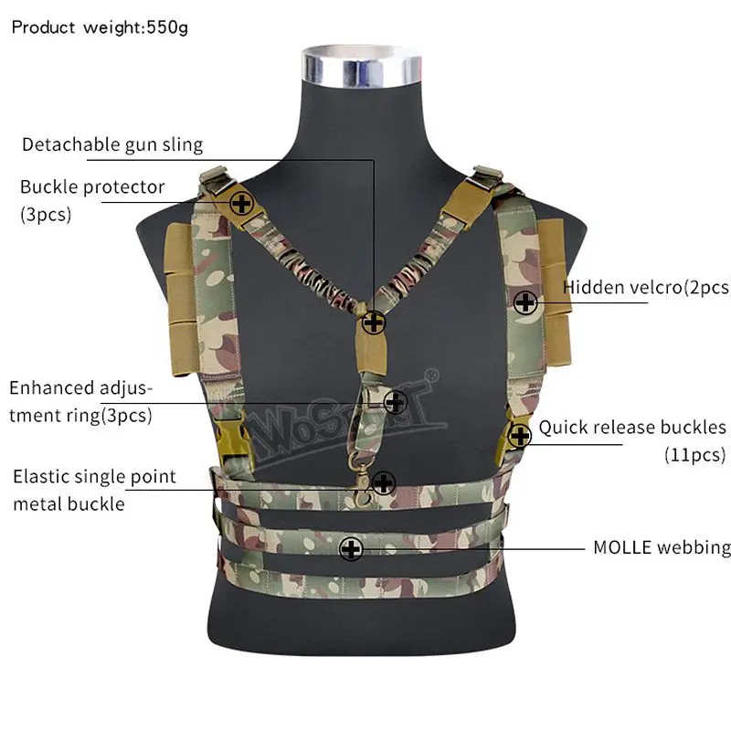 New Military Tactical Molle Vest Ammo Chest Rig Removable Gun Sling Hunting Airsoft Paintball police CS out games Gear