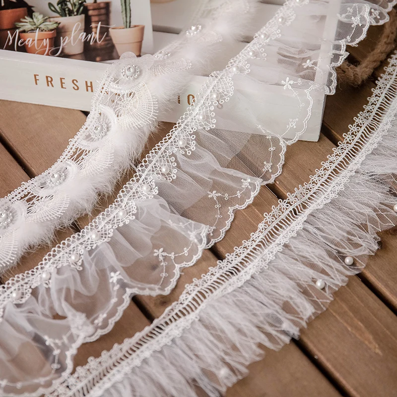 Eyelash Lace Fabric Pearl Embroidery Needlework Lace Ribbon Sewing Accessories And Supplies Dress Curtains Diy Handmade Material