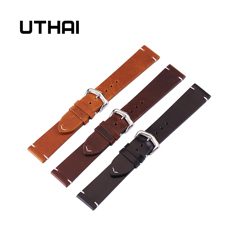 UTHAI Z13 watchband 18mm 20mm 22mm 24mm bracelet High-end oil wax Retro Calf Watch strap