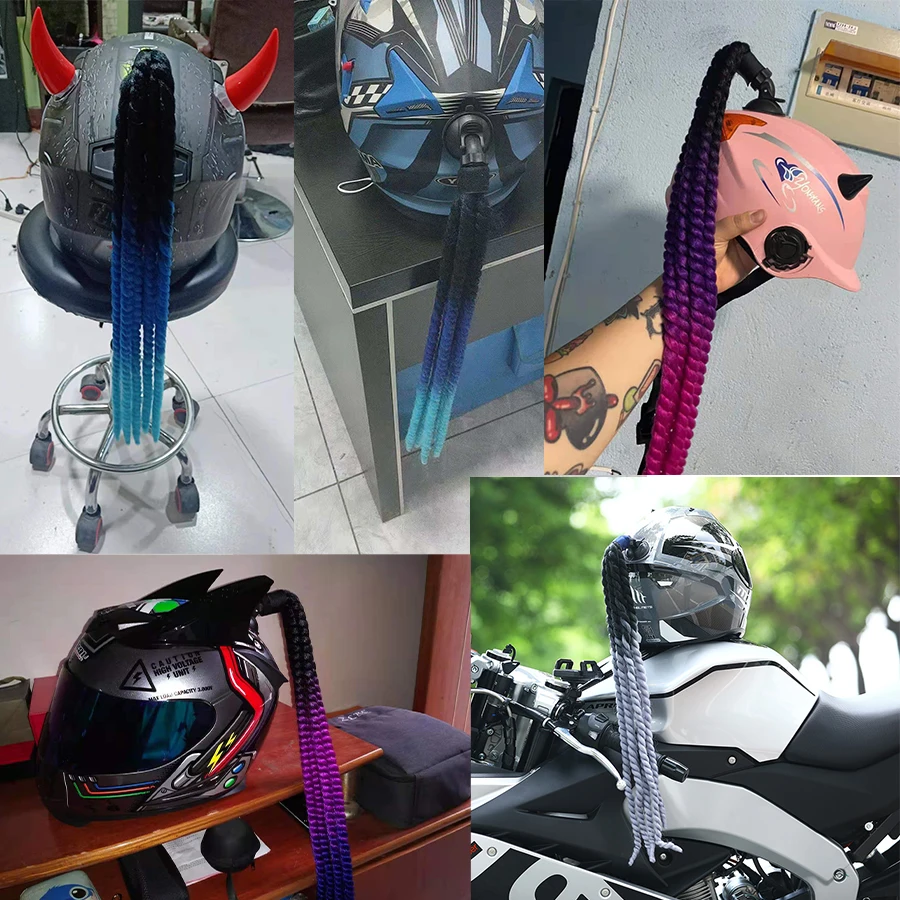 Rastas trenzadas para casco de motocicleta, accesorios de decoración para el cabello, cola de caballo, Motocross, bicicleta