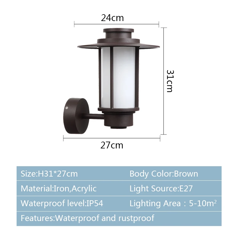 خمر في الهواء الطلق الجدار مصباح حديقة مقاوم للماء الجدار ضوء الحديد E27 الجدار الشمعدان ساحة الشرفة المدخل المنزل الإضاءة في الهواء الطلق