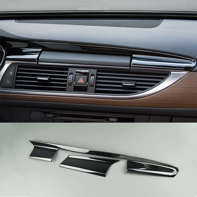 Center Console Dashboard Navigation Cover Trim Strips 2Pcs For Audi A6 C7 2012-2018 Stainless Steel Car Interior Accessories