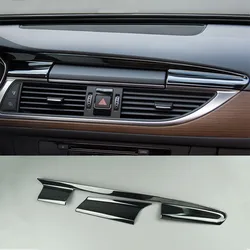 Center Console Dashboard Navigation Cover Trim Strips 2Pcs For Audi A6 C7 2012-2018 Stainless Steel Car Interior Accessories
